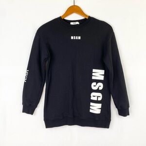 MSGM Kids Logo Print Cotton Sweatshirt Size 12 Youth Black Pullover Long‎ Sleeve